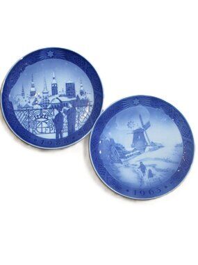 Royal Copenhagen Collector Christmas Eve 1988 Windmill 1963 Kai Lange 7" Blue Wh